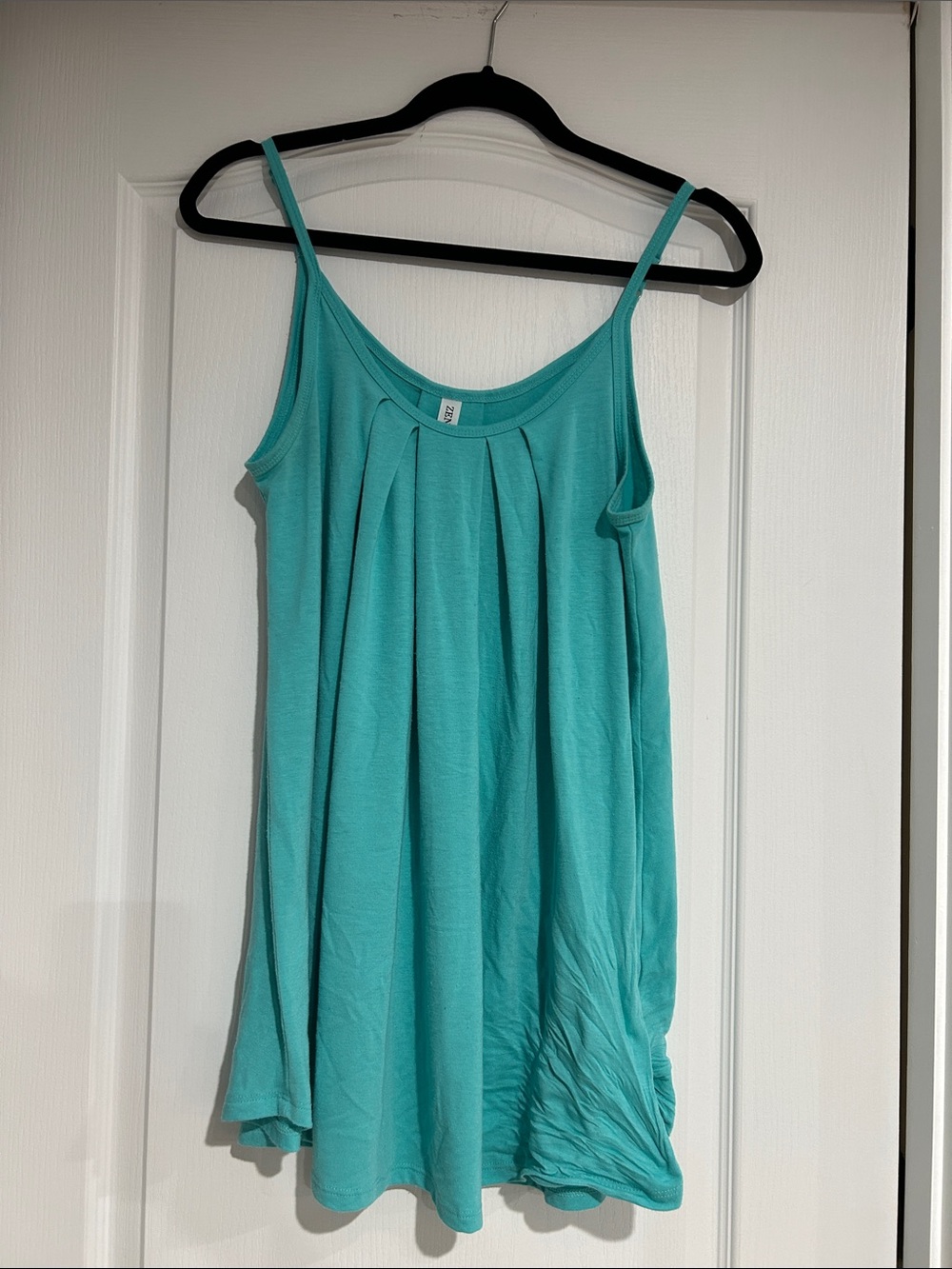Zenana Outfitters Aqua Pleated Spaghetti Strap Tank